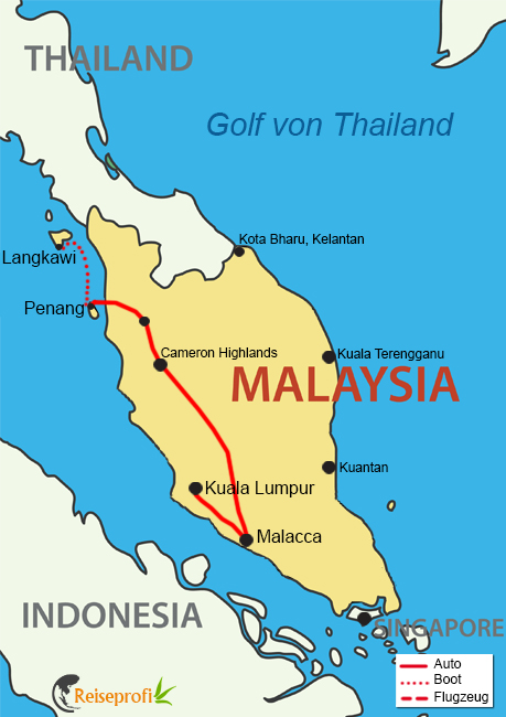 Malaysia Rundreise Karte